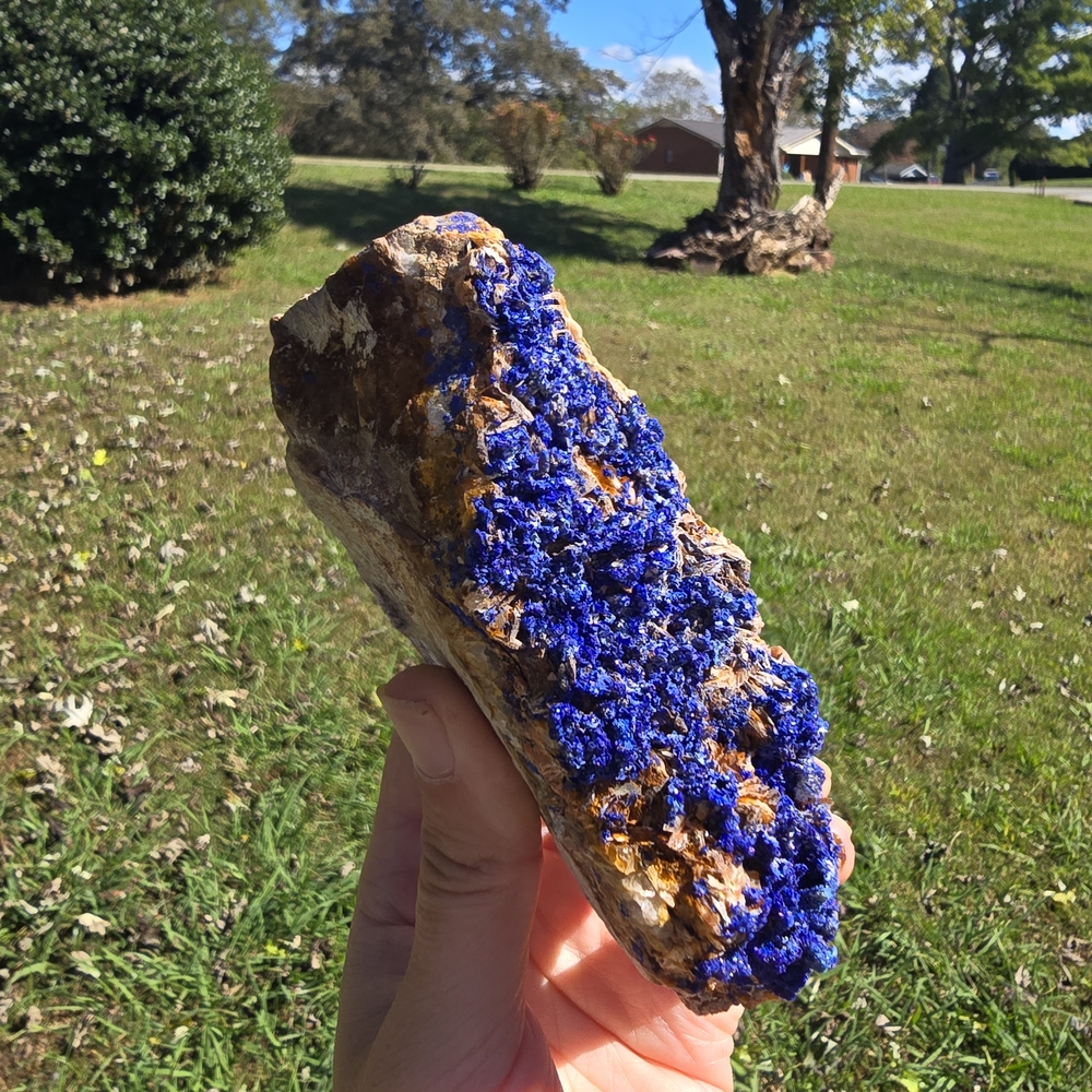 Vibrant Blue Azurite On Barite Specimen